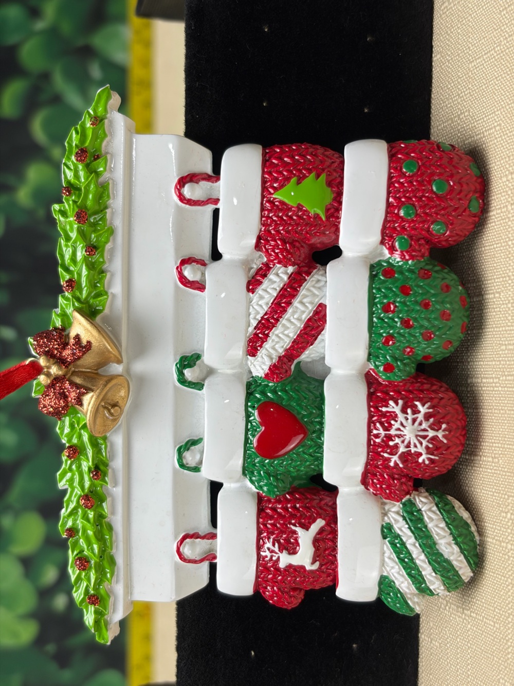 Holiday Ceramic Mini Stocking Ornament Set - Red & Green